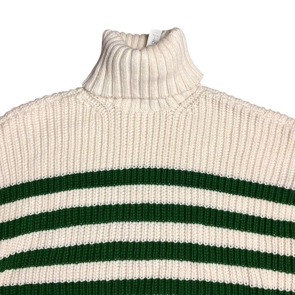 Madewell Sweater Womens‎ M Cream Ribbed Green Striped Wide Turtleneck NO064 - Picture 14 of 14
